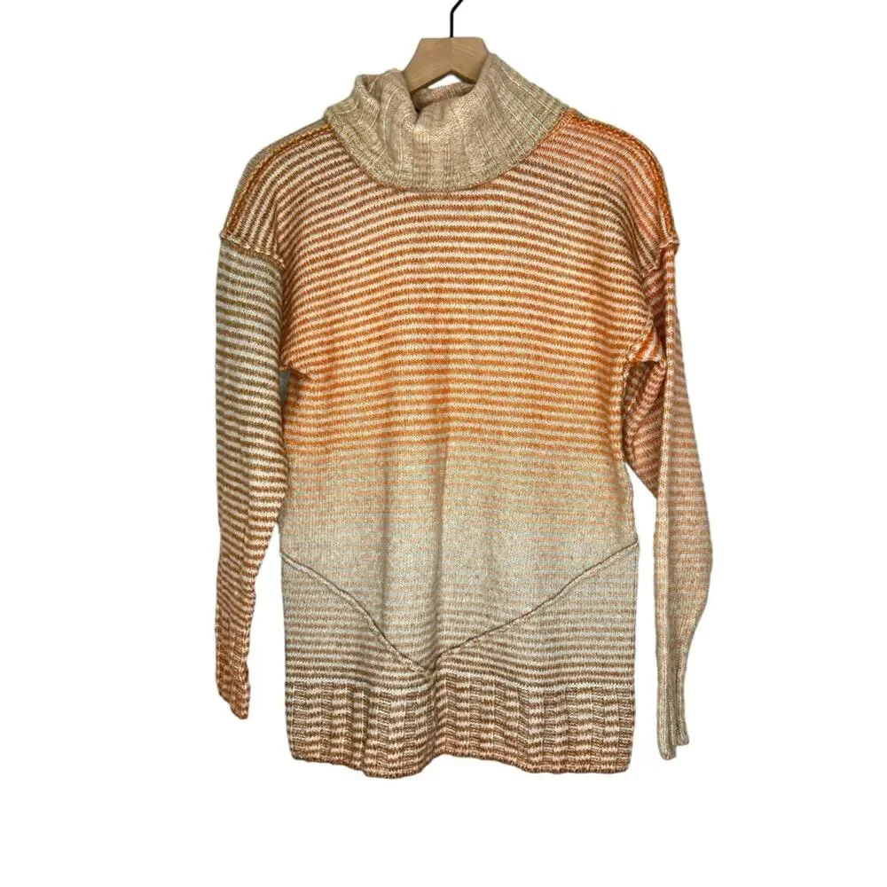 CABI 4105 Ombré Striped Knit Turtleneck Tunic Length Sweater Women’s Size Small